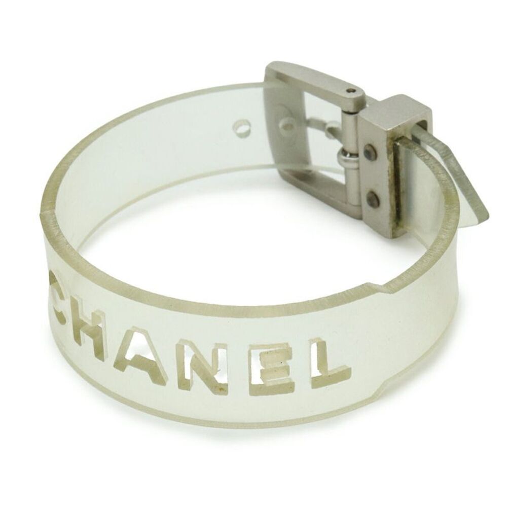 Chanel Rubber Bracelet Logo Silver